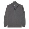C.P. Company Truien & Vesten Lambswool 1/4 Zip Knitsweater Gray