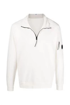 C.P. Company Hoodies & Sweatvesten Light Fleece Quarter Zip Hoodie White