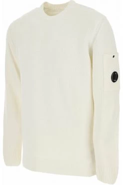 C.P. Company Hoodies & Sweatvesten Chenille Cotton Crew Neck Knit White