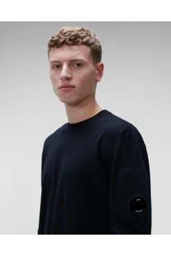 C.P. Company Truien & Vesten Merino Wool Crew Neck Knit Total Eclipse Blue -C.P. Company Winkel 376fba16a01d6ba47c12001e2b8010ab