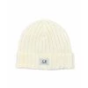 C.P. Company Hoeden Extra Fine Merino Wool Logo Beanie White
