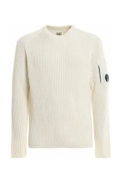C.P. Company Truien & Vesten Lens Ribbed Knitted Sweater White -C.P. Company Winkel 43e191bc33f944dce98996d58156d513