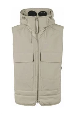 C.P. Company Bodywarmers Hooded Quilted Gilet Beige