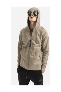 C.P. Company Hoodies & Sweatvesten Diagonal Raised Fleece Goggle Hoodie Brown