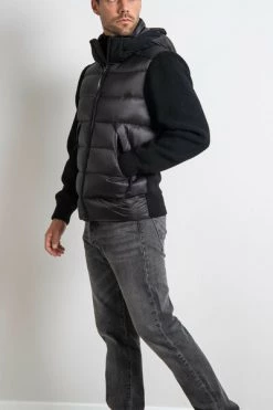 C.P. Company Winterjassen Down Front Knitted Jacket Black