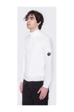 C.P. Company Truien & Vesten High Collar Sweater Lambswouol Roll White -C.P. Company Winkel 63bd3d8e23824934151c012e23a9f44d