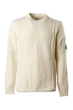 C.P. Company Truien & Vesten Round-neck Knitwear White -C.P. Company Winkel 6efafd8017f7dc936f3891bf62b27413