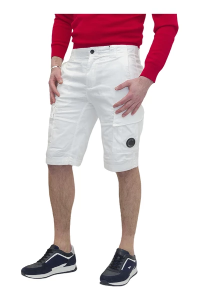 C.P. Company Korte Broeken Bermuda Stretch Cargo White 2 C.P. Company Korte Broeken Bermuda Stretch Cargo White - Afbeelding 2