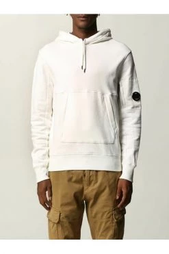 C.P. Company Hoodies & Sweatvesten Diagonal Raised Fleece Pullover Hoodie White