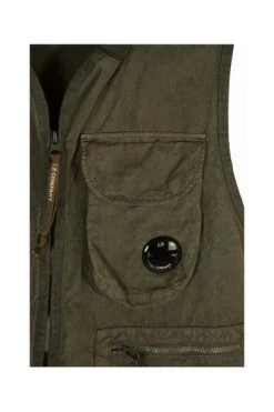 C.P. Company Bodywarmers Logo Patch Zipped Vest Green -C.P. Company Winkel 9d204bfaf9f3166d0b892bc7b2e2fce1