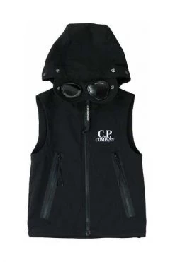 C.P. Company Sweaters Chest Logo-Print Detail Gilet Black