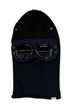 C.P. Company Hoeden Extra Fine Merino Wool Goggle Balaclava Blue