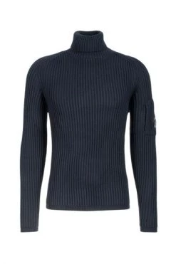 C.P. Company Truien & Vesten Men Turtleneck Sweater Merino Wool Blue -C.P. Company Winkel d3841b4fc3d9bab5b15c05bbacfdfb50
