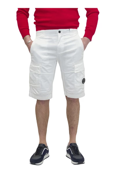 C.P. Company Korte Broeken Bermuda Stretch Cargo White 3 C.P. Company Korte Broeken Bermuda Stretch Cargo White - Afbeelding 3