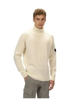 C.P. Company Truien & Vesten Pull Lambswool Roll Neck Jumper White -C.P. Company Winkel e8653c7f34b71caad4c6fe393e6f33aa