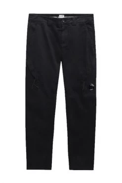 C.P. Company Broeken Garment Geverfd Lens Pocket Cargo Broek Black